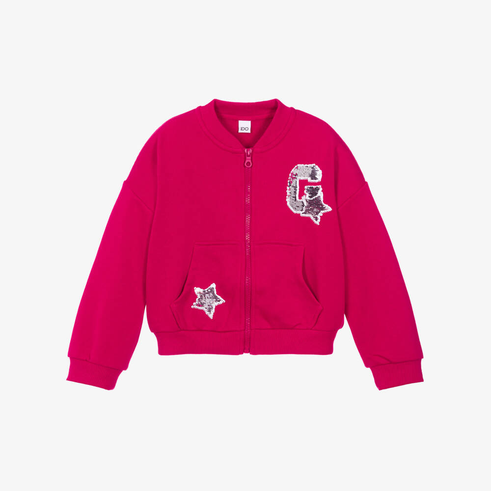 iDO-Girls Fuchsia Pink Tracksuit with Sequin Motifs | Childrensalon Outlet