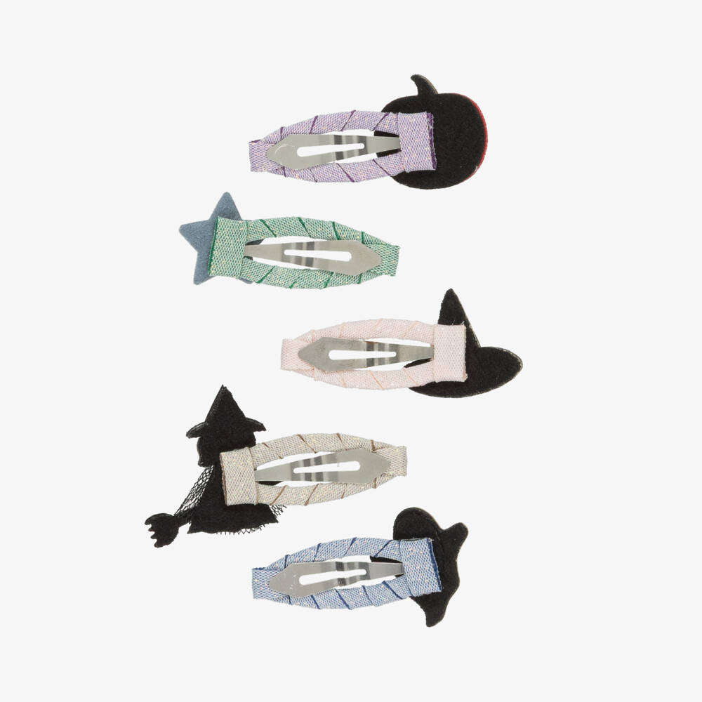 Mimi & Lula-Girls Glittery Black Halloween Mini Hair Clips (5 Pack) | Childrensalon Outlet
