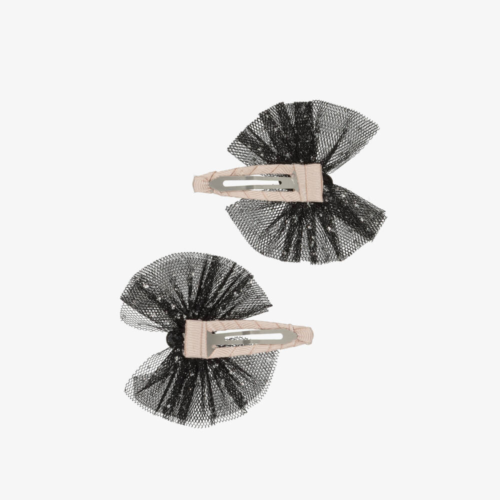 Mimi & Lula-Girls Glittery Black Tulle Hair Clips with Ghosts (2 Pack) | Childrensalon Outlet