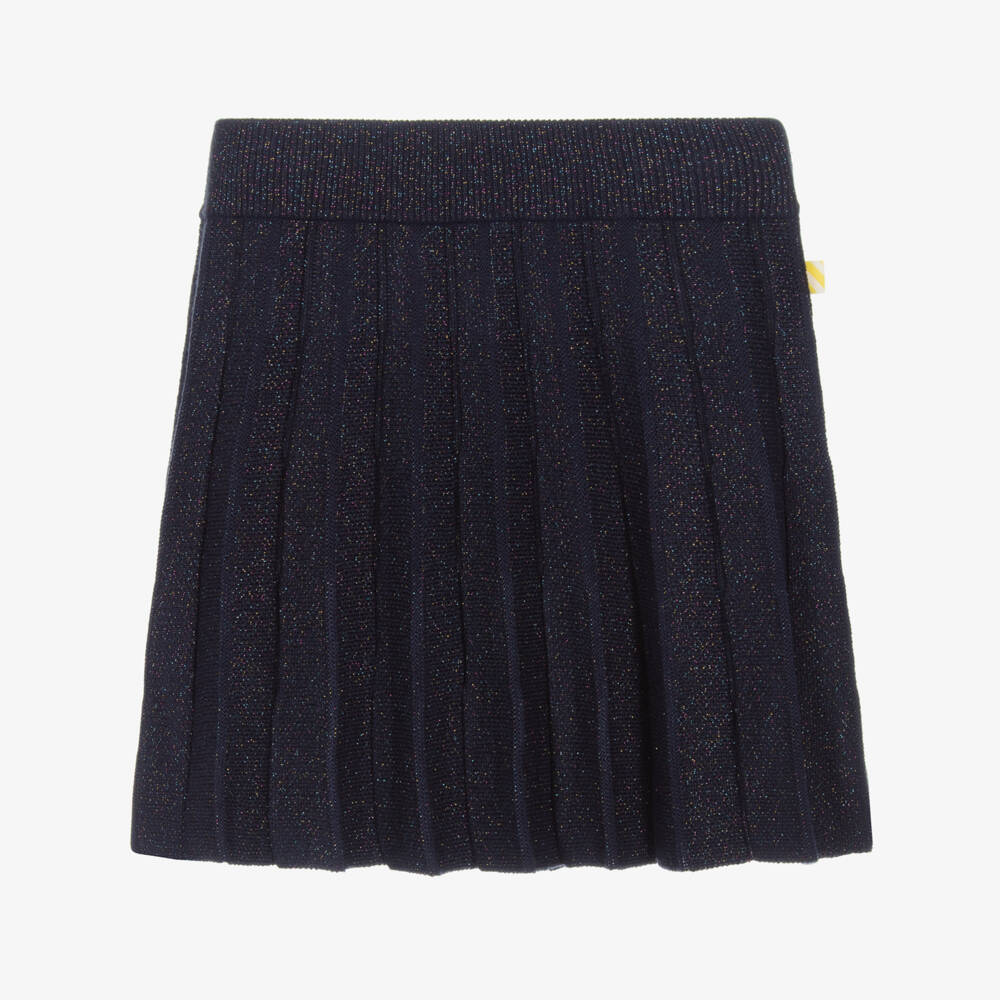 Billieblush-Girls Glittery Blue Knit Pleated Skirt | Childrensalon Outlet