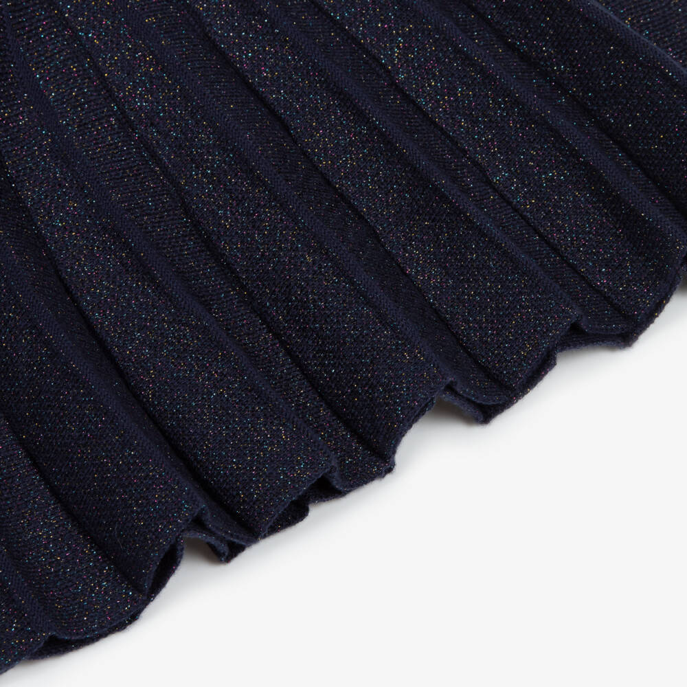 Billieblush-Girls Glittery Blue Knit Pleated Skirt | Childrensalon Outlet