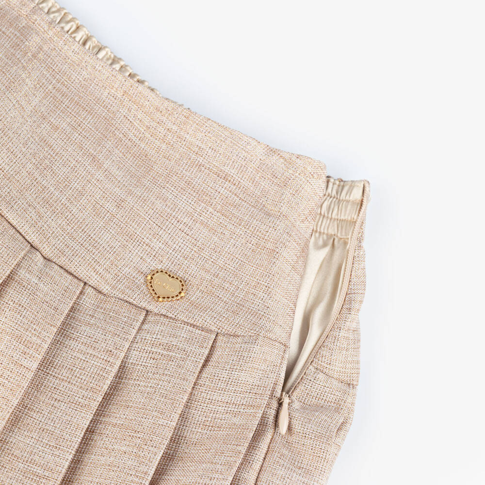 Le Chic-Girls Glittery Gold Pleated Skirt | Childrensalon Outlet