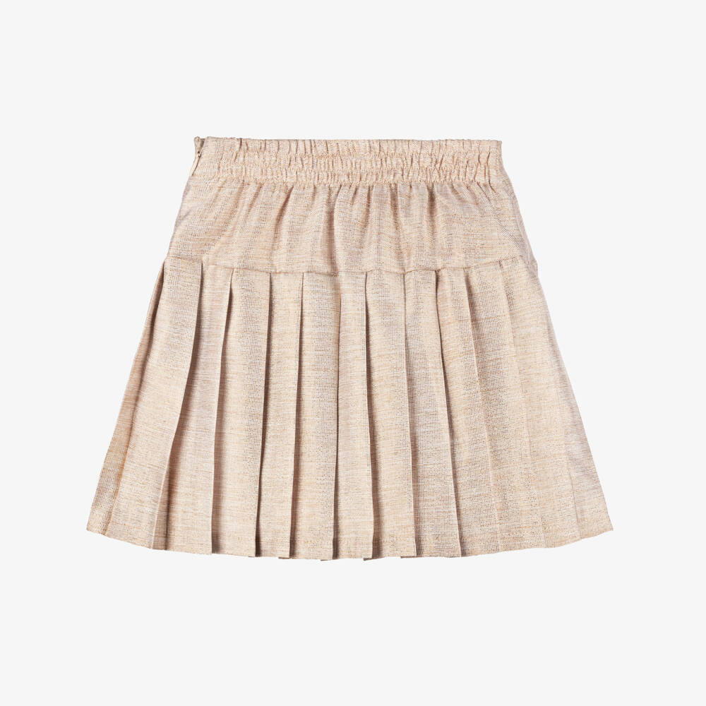 Le Chic-Girls Glittery Gold Pleated Skirt | Childrensalon Outlet