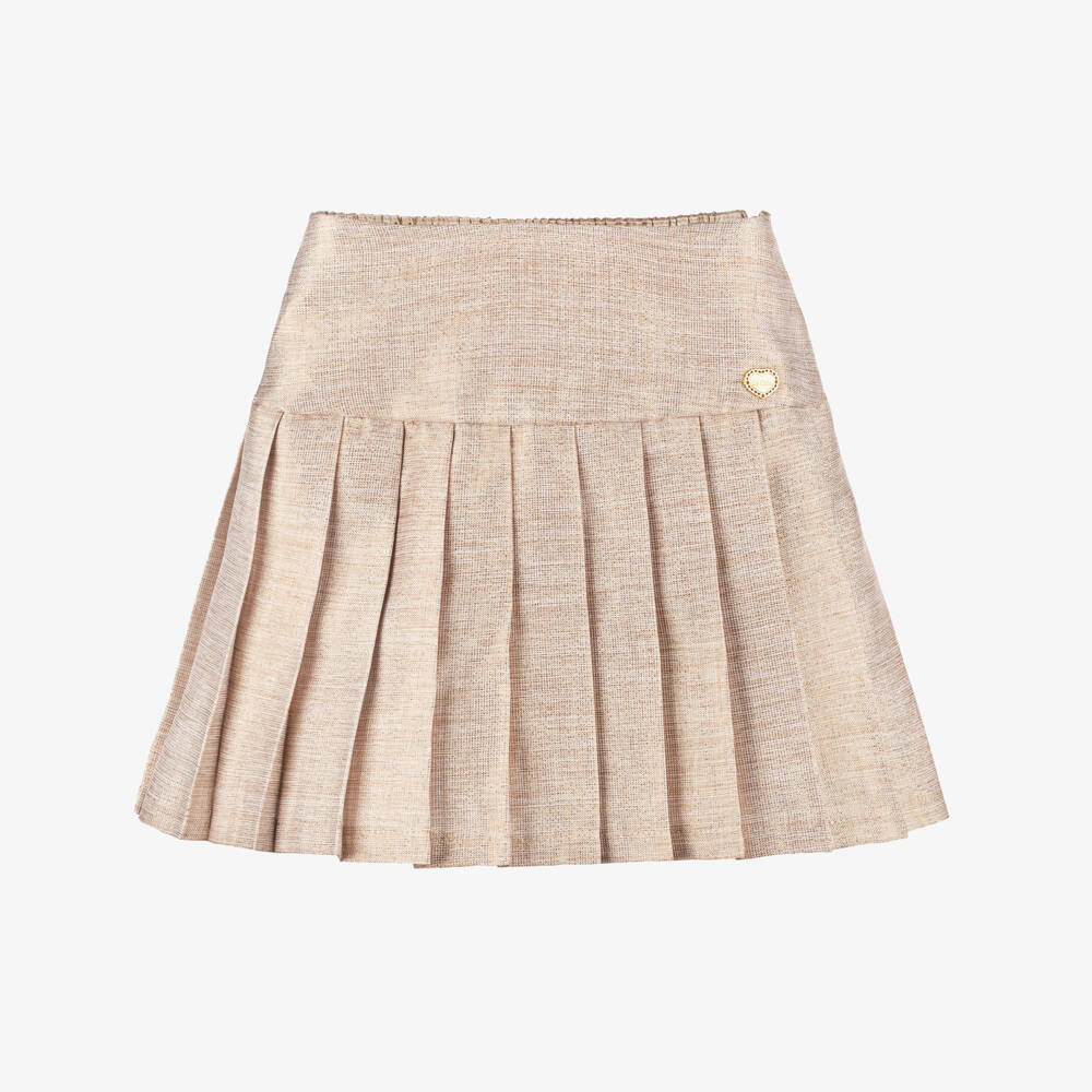 Le Chic-Girls Glittery Gold Pleated Skirt | Childrensalon Outlet
