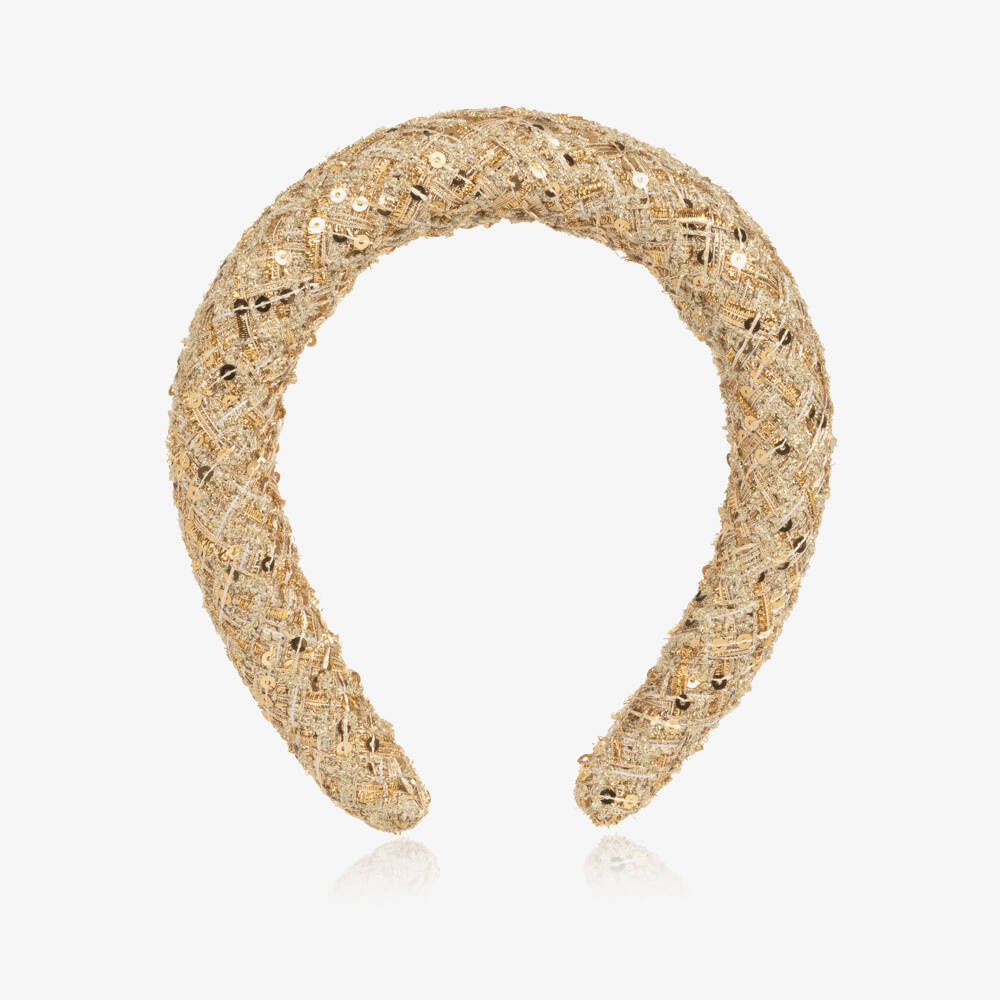 Marlo Kids-Girls Glittery Gold Tweed Hairband | Childrensalon Outlet
