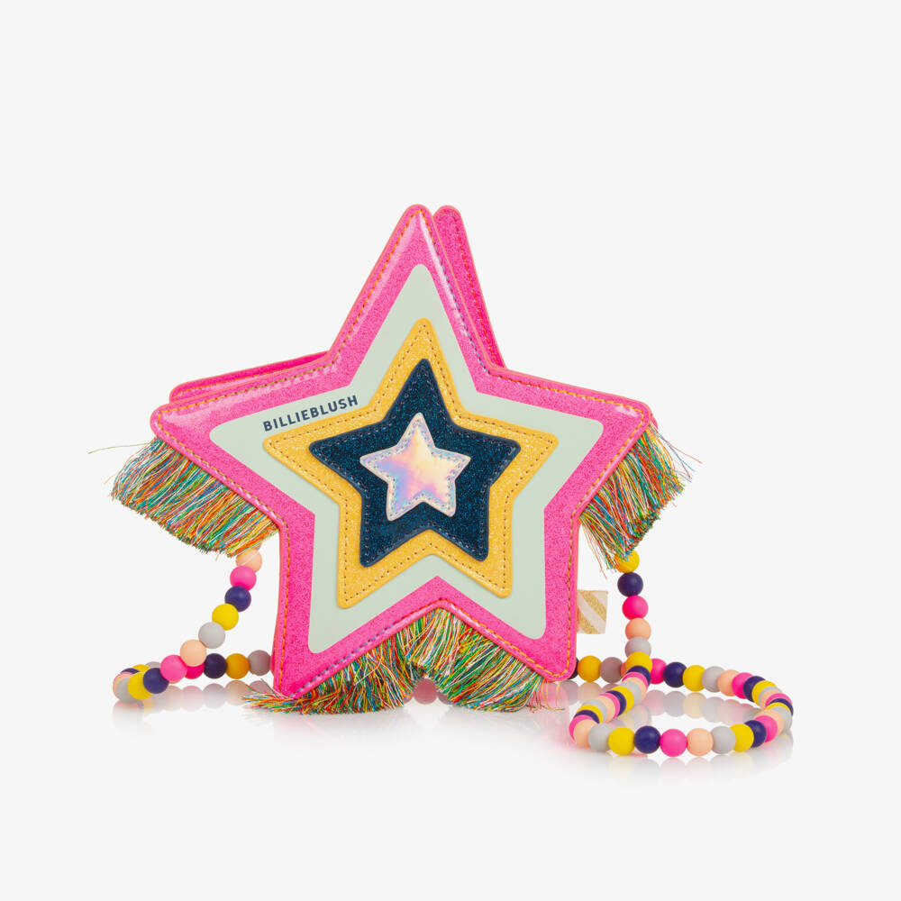 Billieblush-Girls Glittery Pink Star Bag with Fringing (18cm) | Childrensalon Outlet