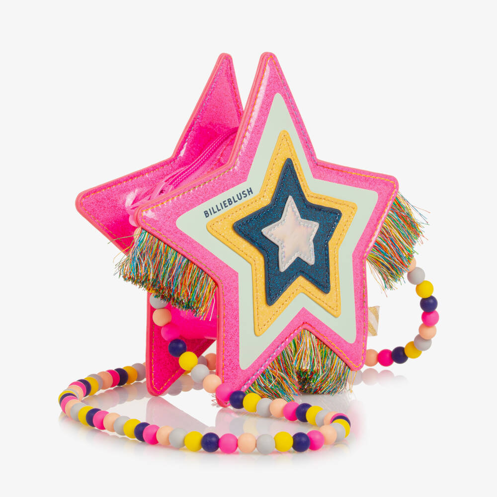 Billieblush-Girls Glittery Pink Star Bag with Fringing (18cm) | Childrensalon Outlet