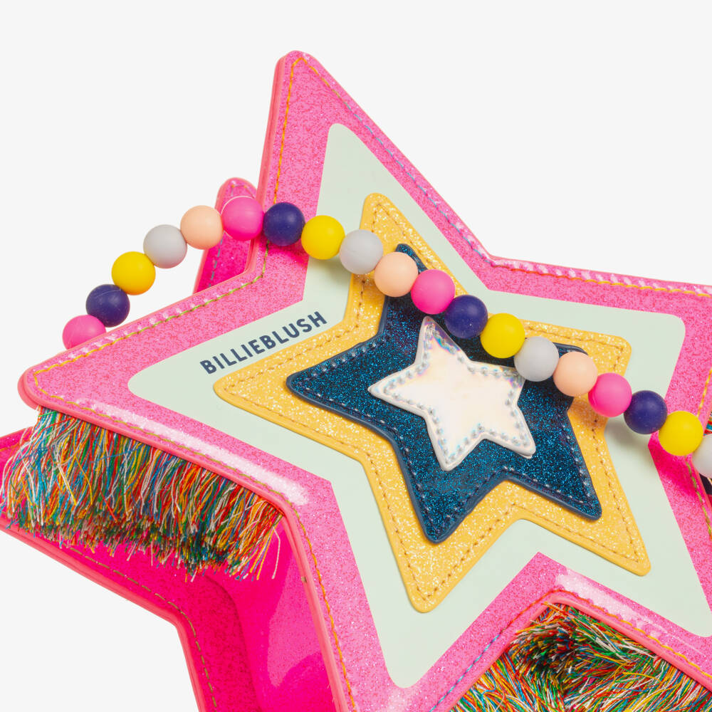 Billieblush-Girls Glittery Pink Star Bag with Fringing (18cm) | Childrensalon Outlet