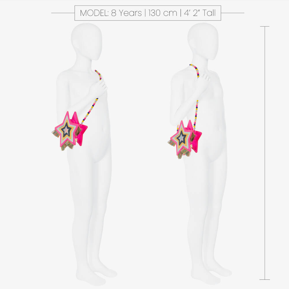 Billieblush-Girls Glittery Pink Star Bag with Fringing (18cm) | Childrensalon Outlet