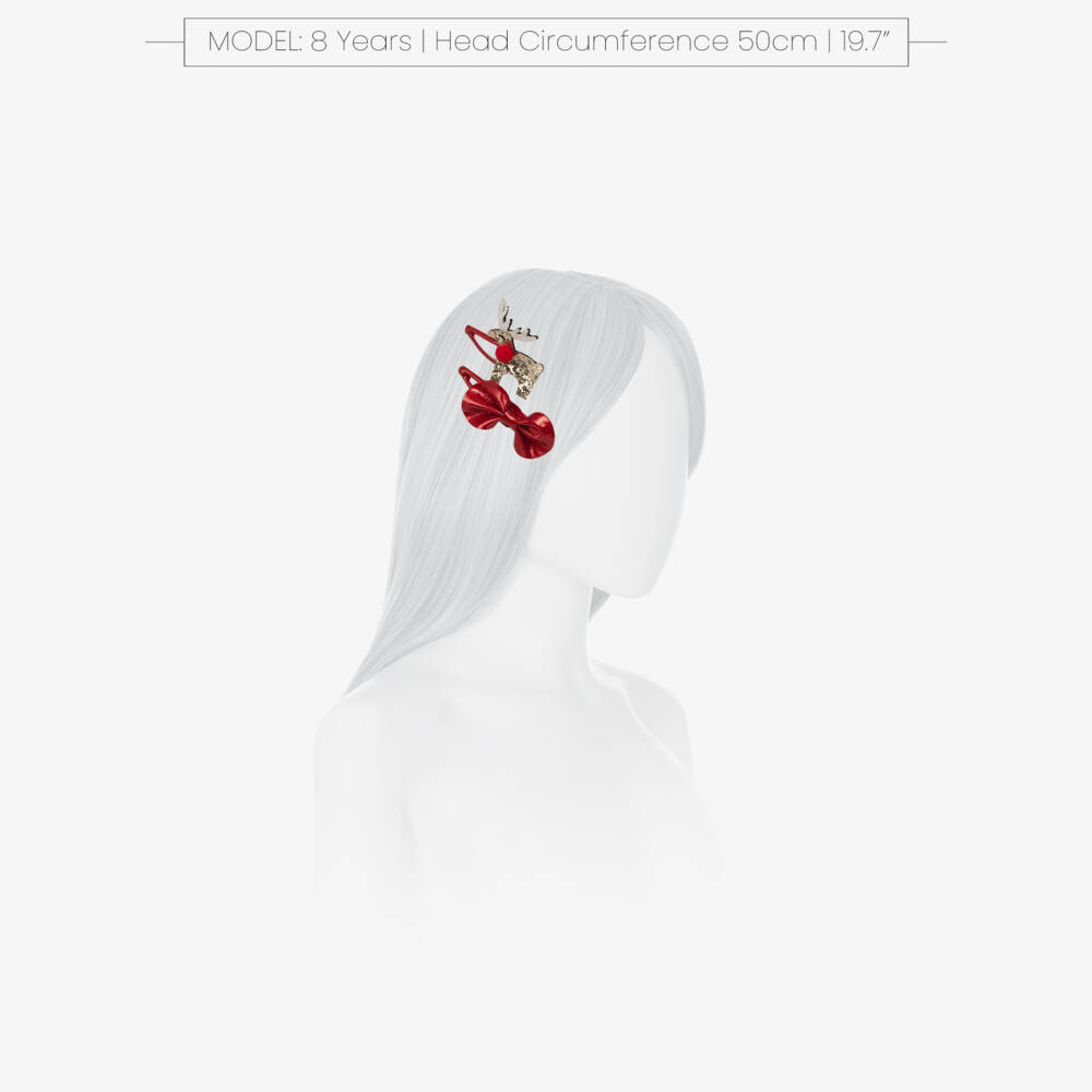 NAME IT-Girls Glittery Red Silver & Gold Christmas Hair Clips (4 Pack) | Childrensalon Outlet