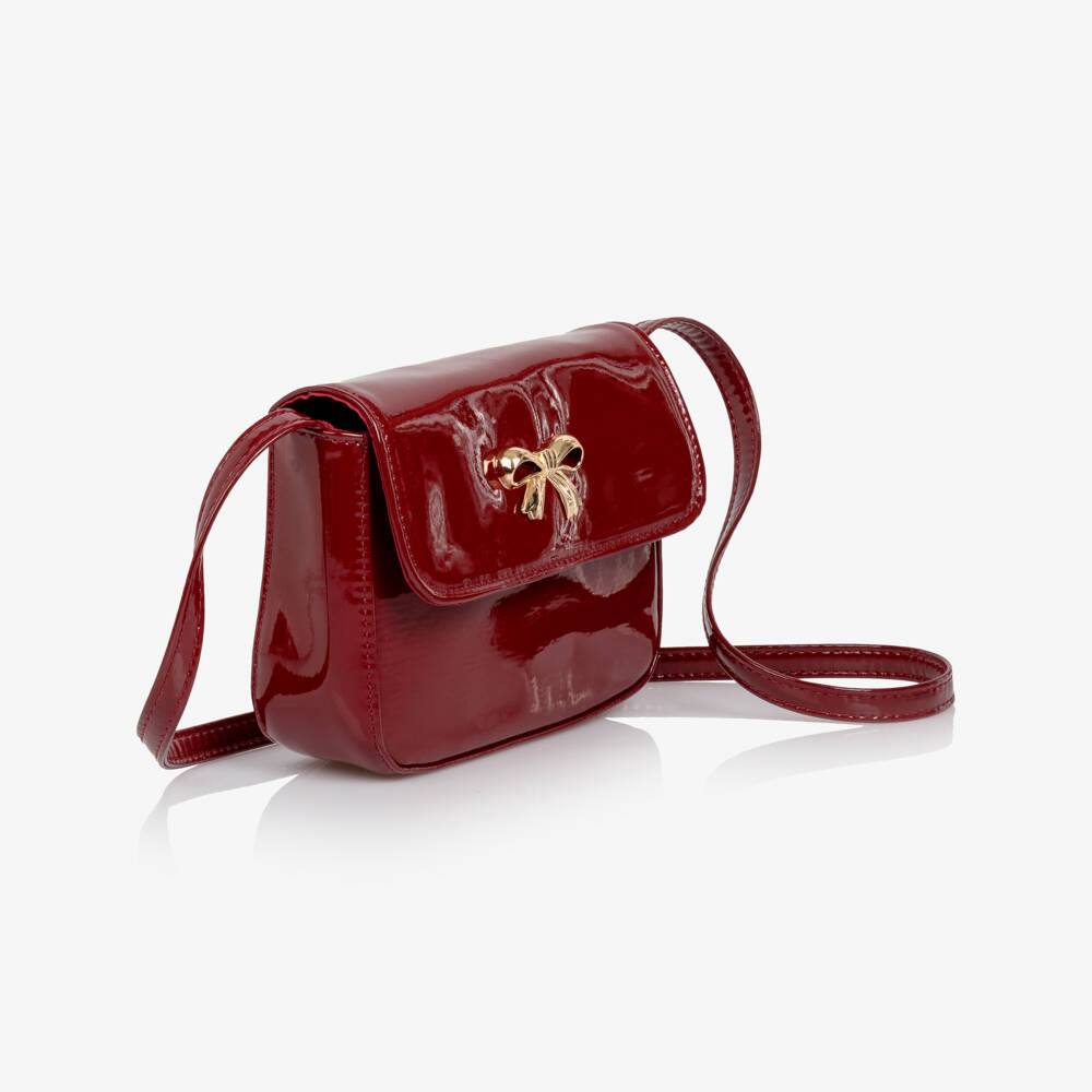 NAME IT-Girls Glossy Burgundy Red Bag with Bow (17cm) | Childrensalon Outlet