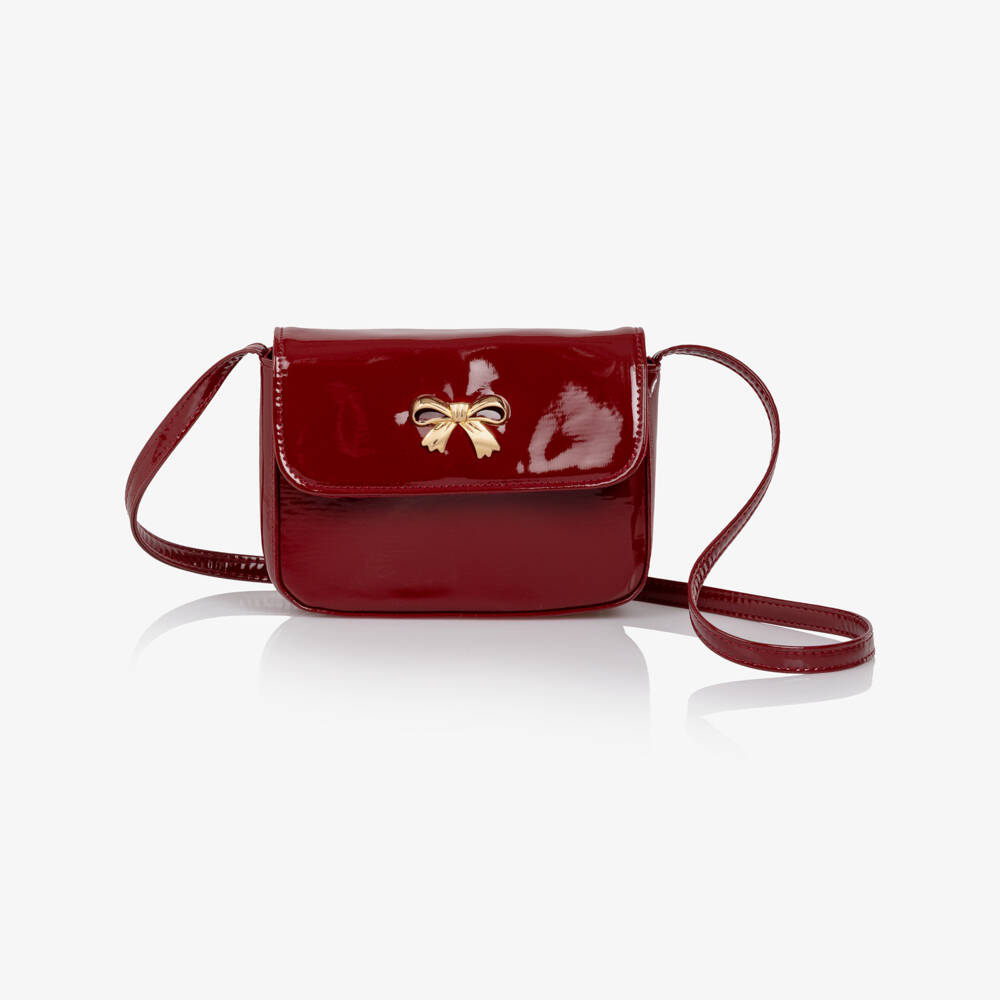 NAME IT-Girls Glossy Burgundy Red Bag with Bow (17cm) | Childrensalon Outlet
