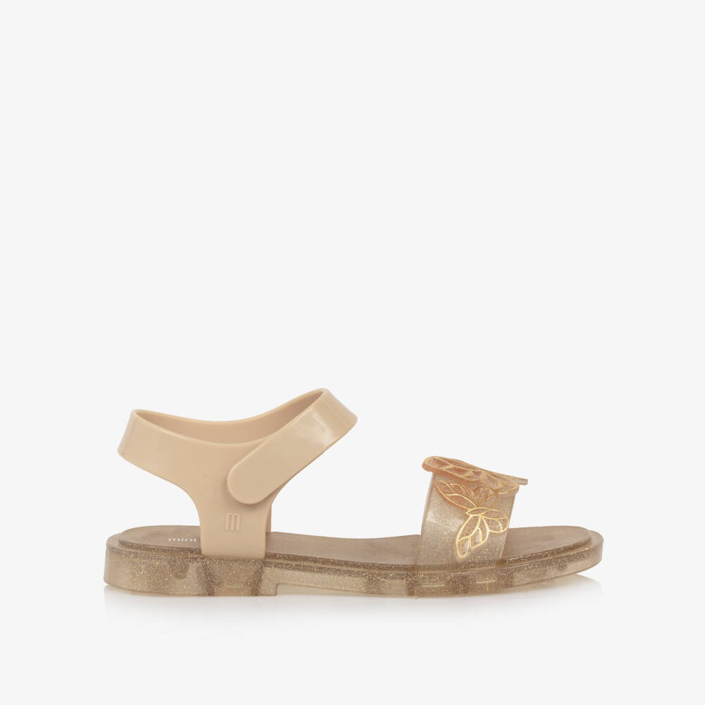 Mini Melissa-Girls Gold Butterfly Jelly Sandals | Childrensalon Outlet