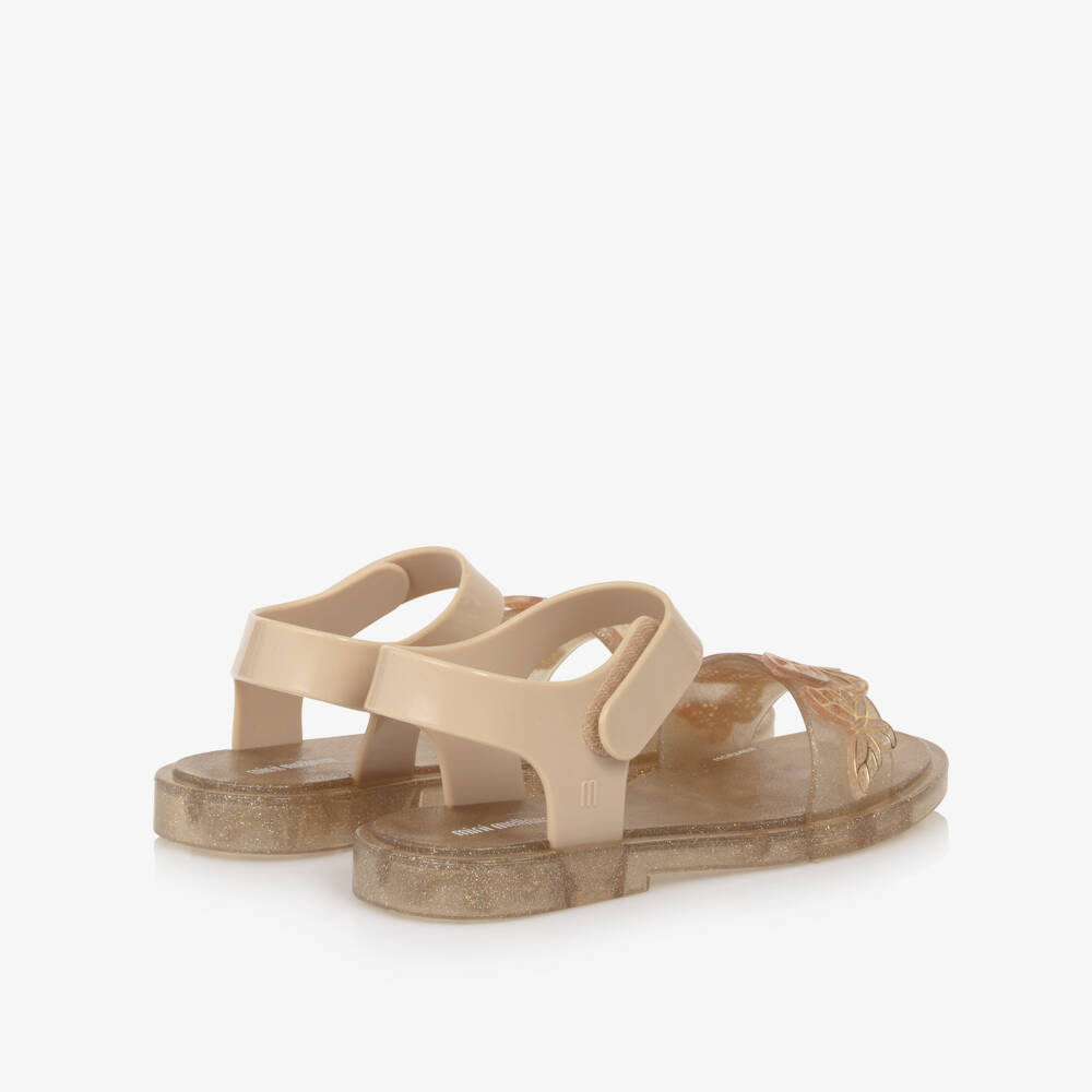 Mini Melissa-Girls Gold Butterfly Jelly Sandals | Childrensalon Outlet