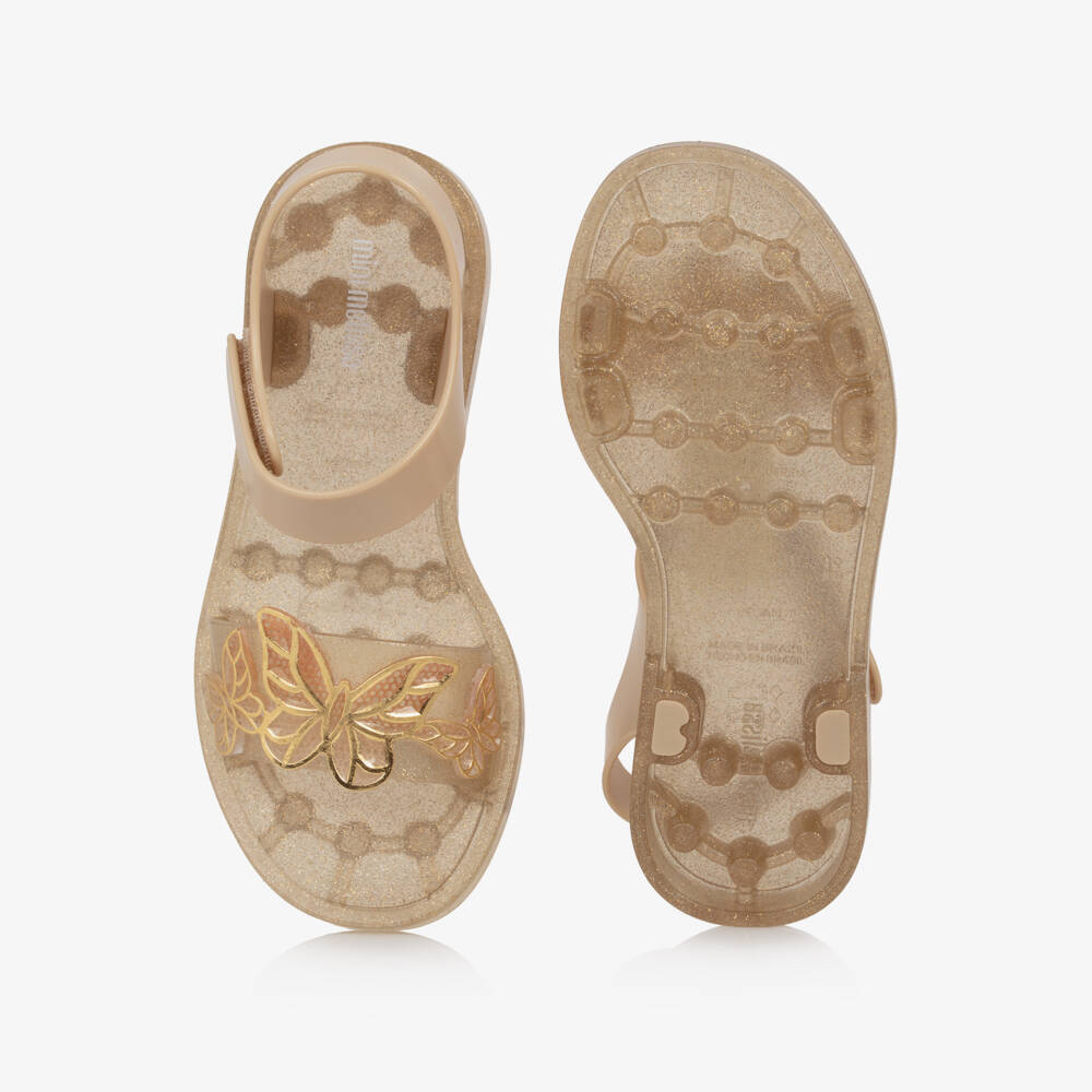 Mini Melissa-Girls Gold Butterfly Jelly Sandals | Childrensalon Outlet