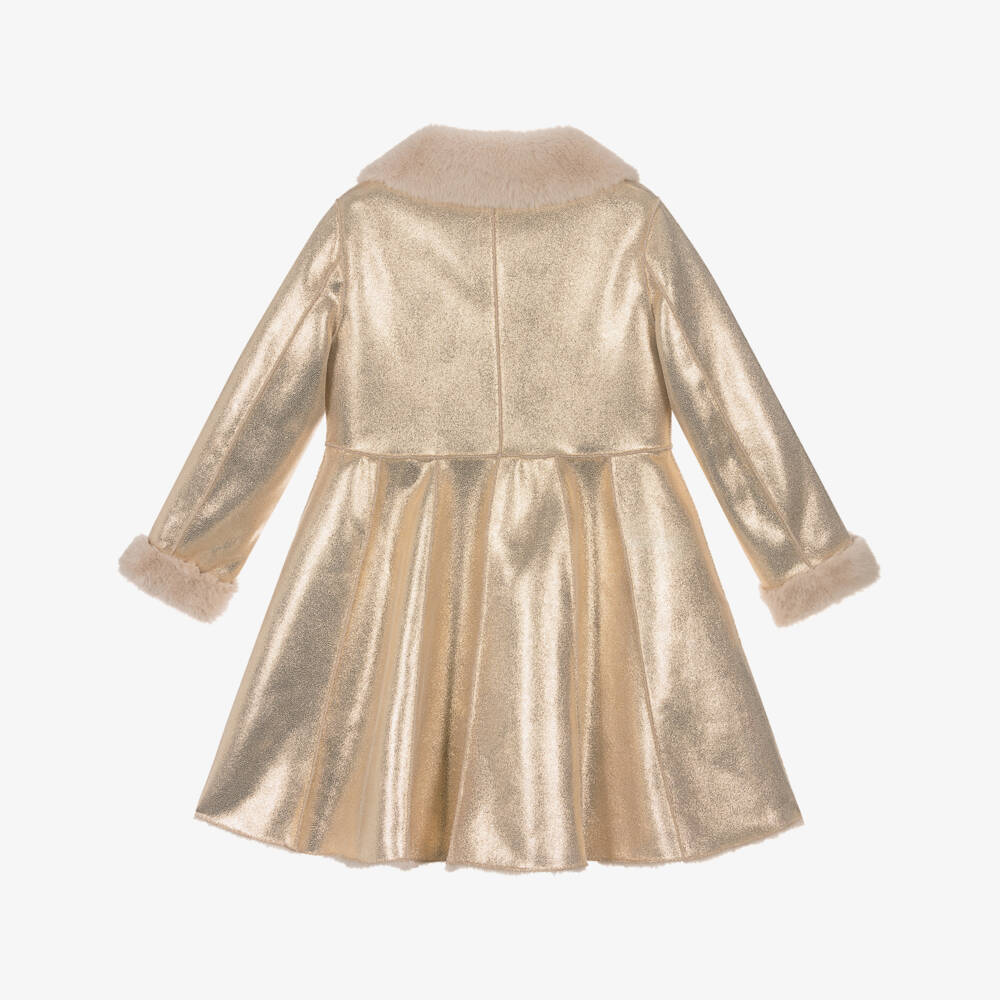 Angel's Face-Girls Gold Faux Leather Coat with Faux Fur Trims | Childrensalon Outlet