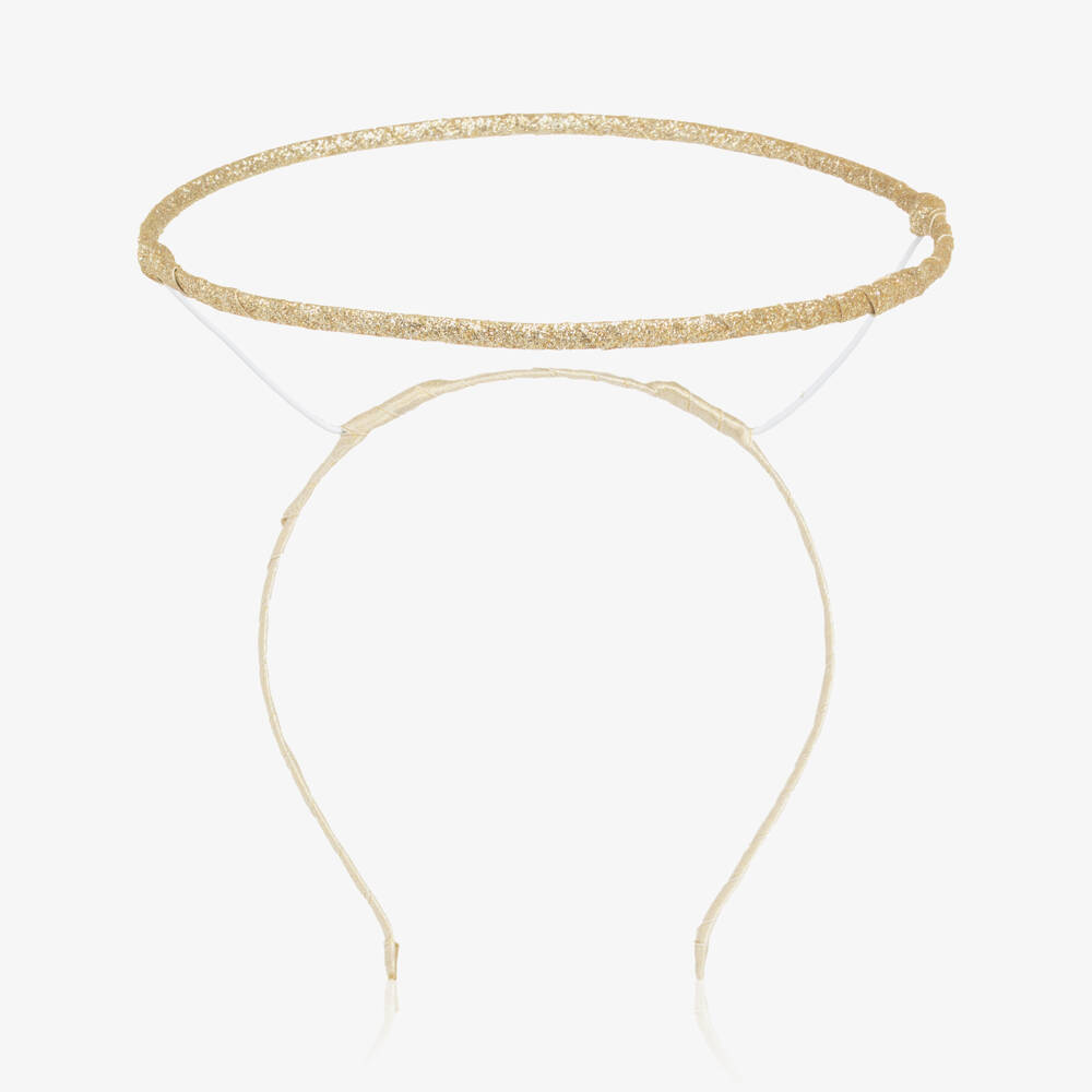 Mimi & Lula-Girls Gold Glitter Angel Halo Hairband | Childrensalon Outlet