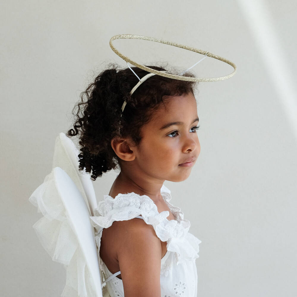 Mimi & Lula-Girls Gold Glitter Angel Halo Hairband | Childrensalon Outlet