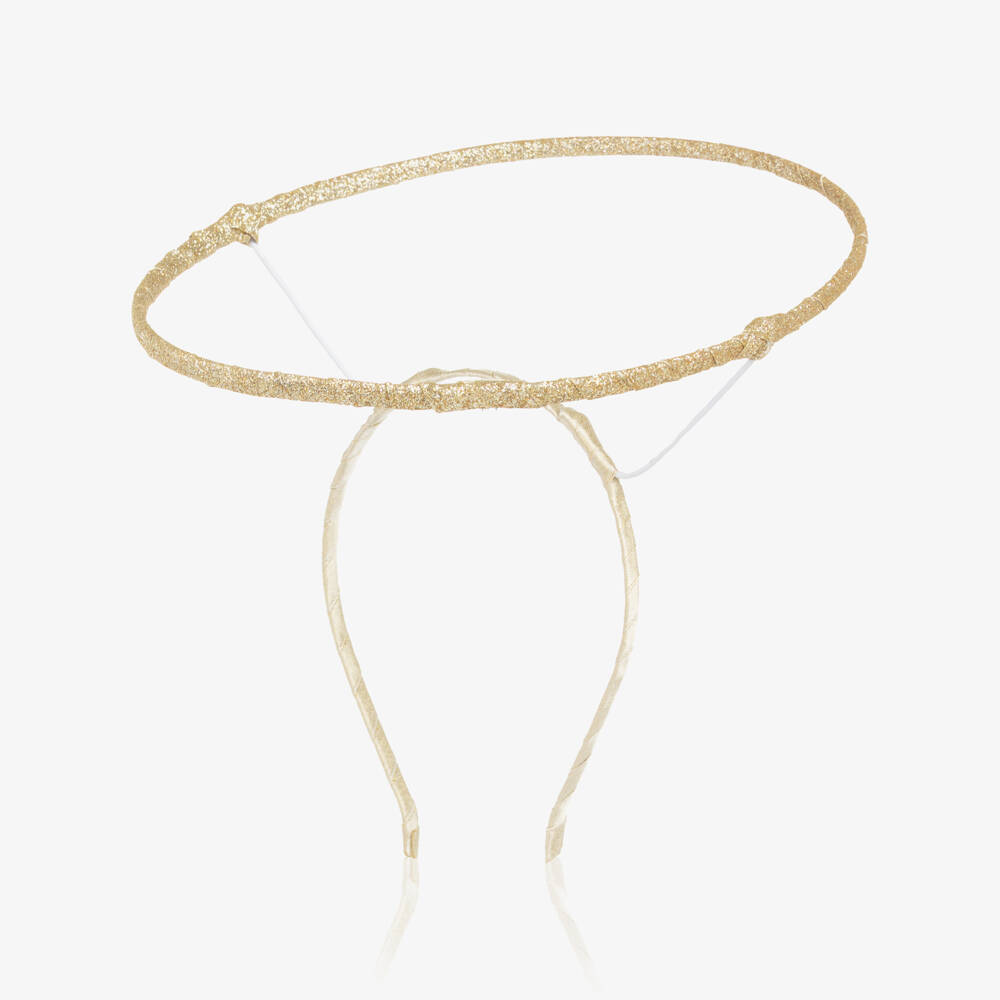 Mimi & Lula-Girls Gold Glitter Angel Halo Hairband | Childrensalon Outlet