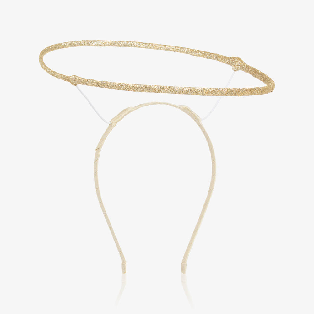Mimi & Lula-Girls Gold Glitter Angel Halo Hairband | Childrensalon Outlet