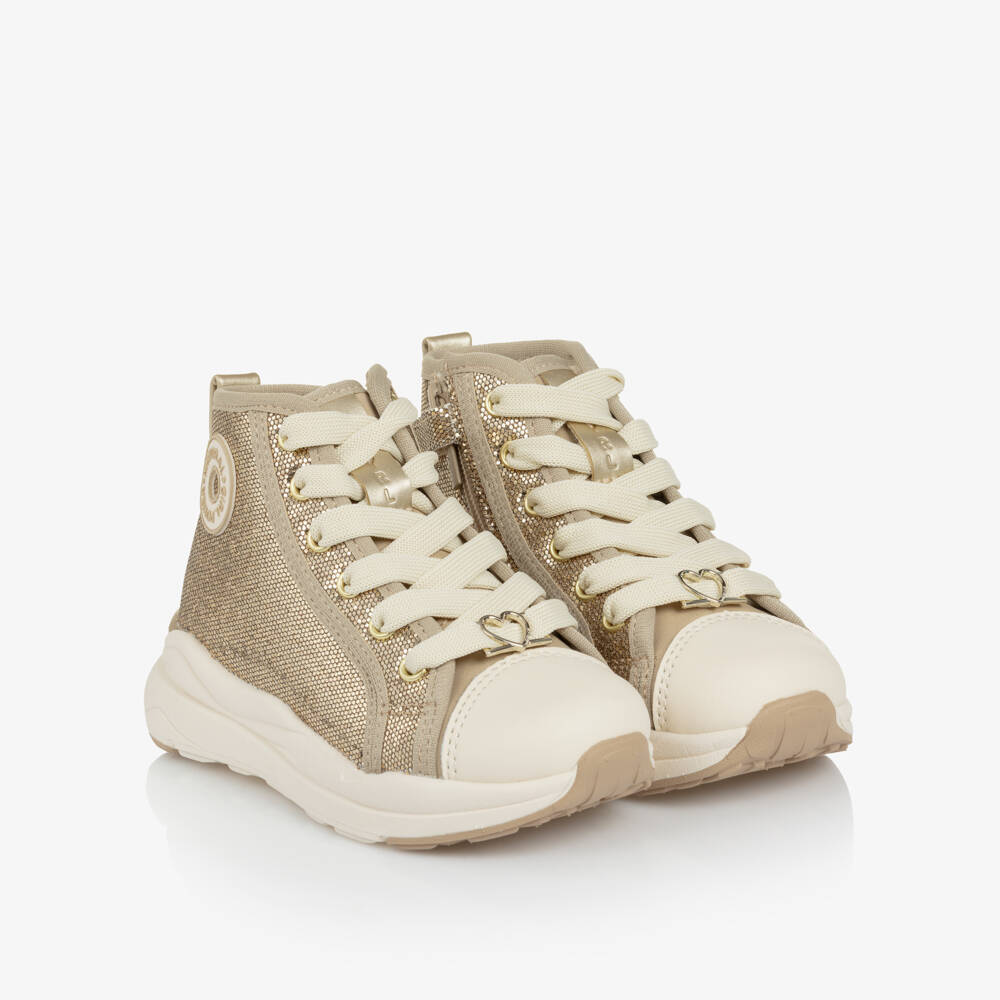 Mayoral-Girls Gold Glitter High Top Trainers | Childrensalon Outlet