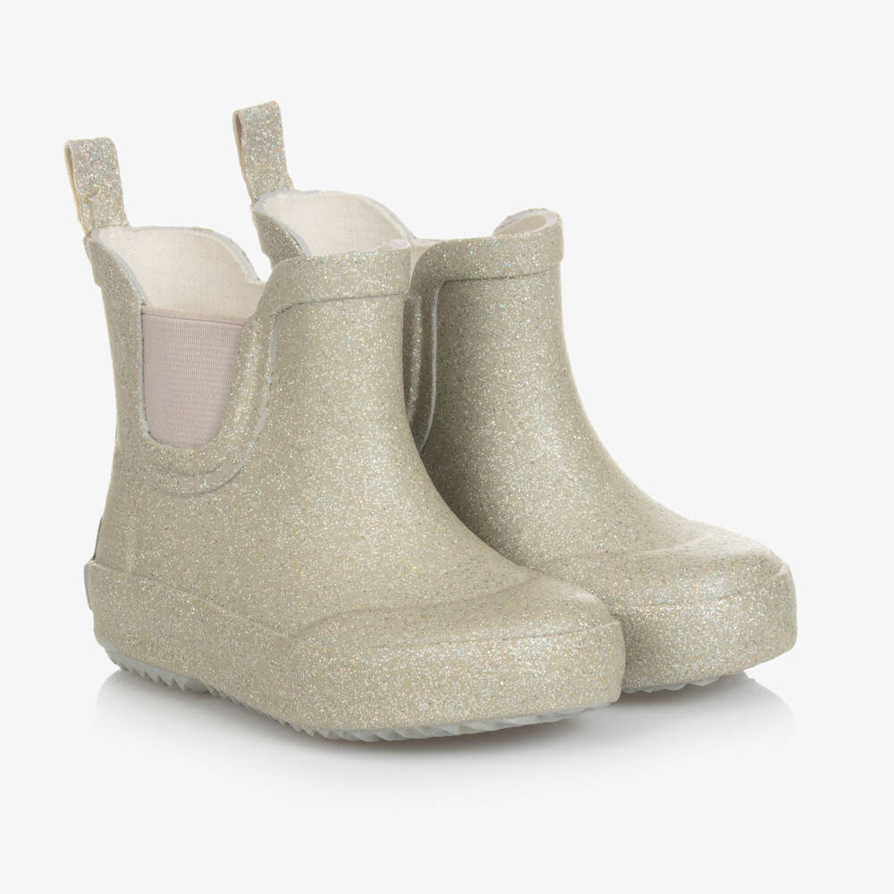 CeLaVi-Girls Gold Glitter Rain Boots | Childrensalon Outlet