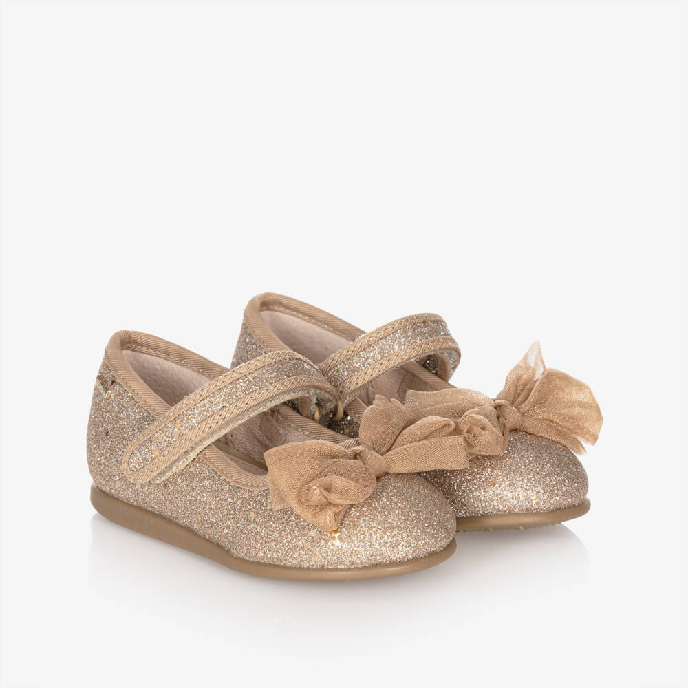 Mayoral-Girls Gold Glitter & Sequin Bar Shoes  | Childrensalon Outlet