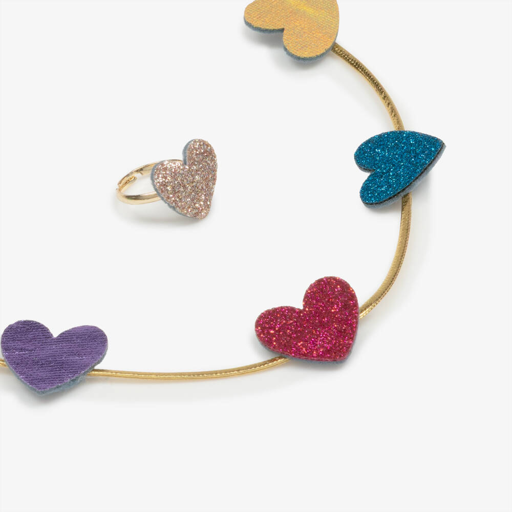 Mimi & Lula-Girls Gold Heart Jewellery Set (3 Pack) | Childrensalon Outlet