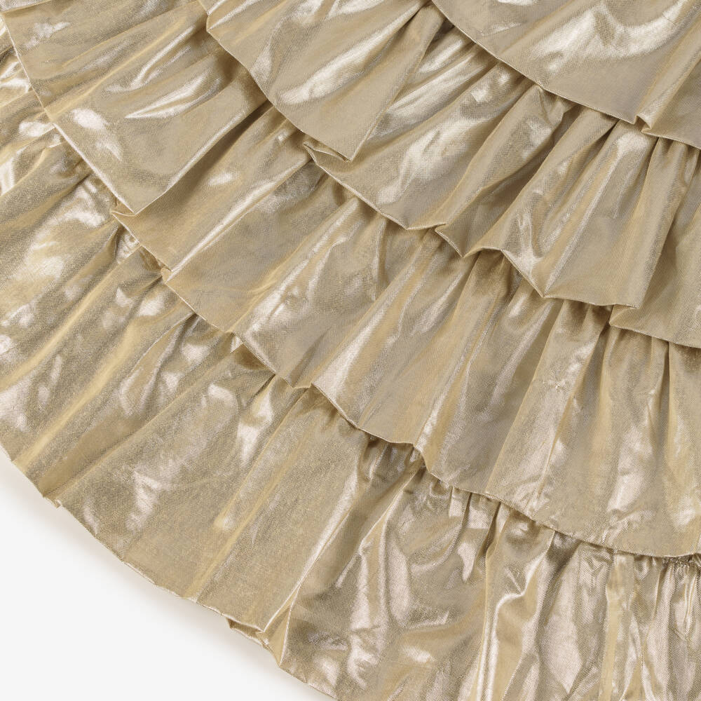 Meri Meri-Girls Gold Lamé Tiered Ruffle Cape | Childrensalon Outlet