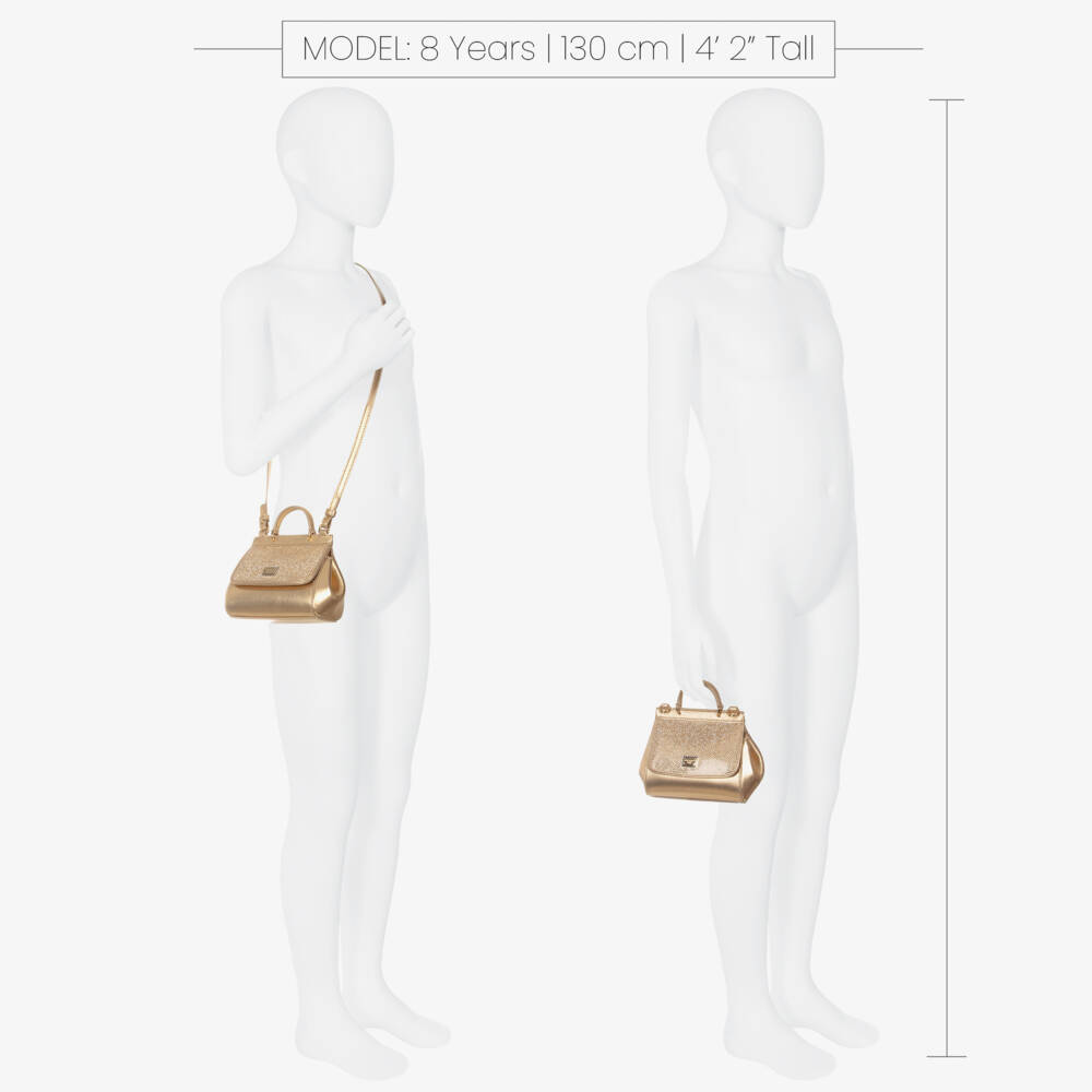 Dolce & Gabbana-Girls Gold Leather & Rhinestone Sicily Bag (14cm) | Childrensalon Outlet