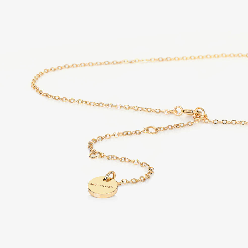 Self-Portrait-Girls Gold Micro Crystal Bow Necklace (50cm) | Childrensalon Outlet