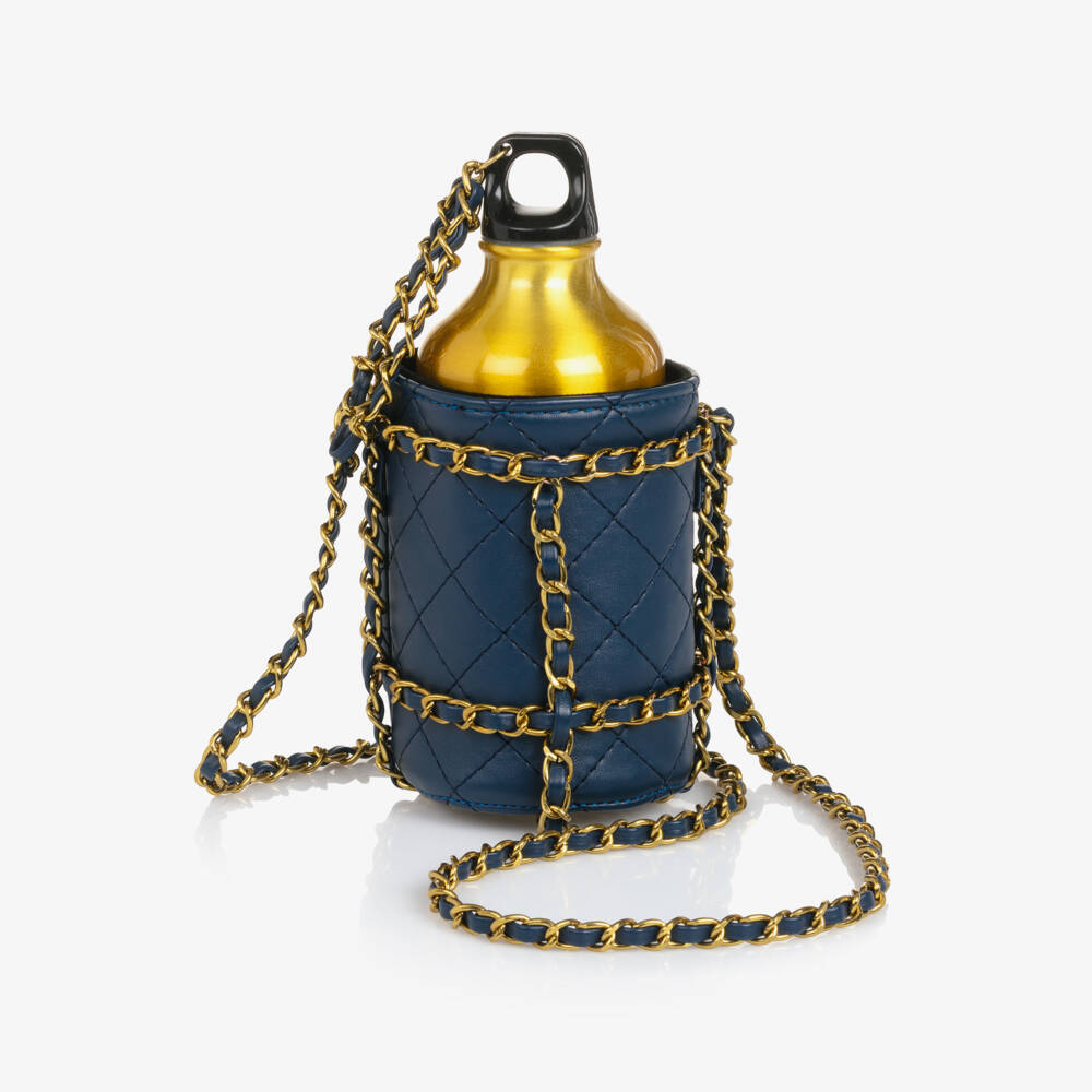 Angel's Face-Girls Gold & Navy Blue Water Bottle | Childrensalon Outlet