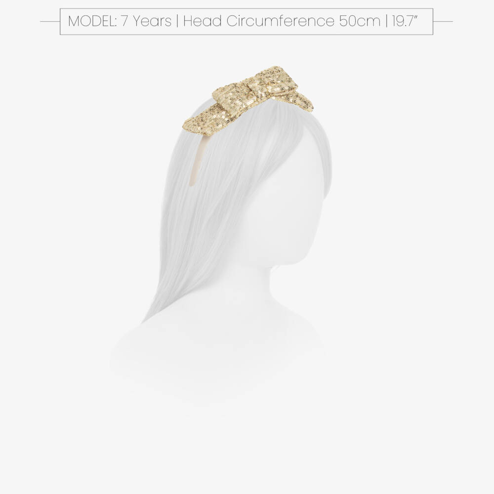 Patachou-Girls Gold Sequin Bow Hairband | Childrensalon Outlet
