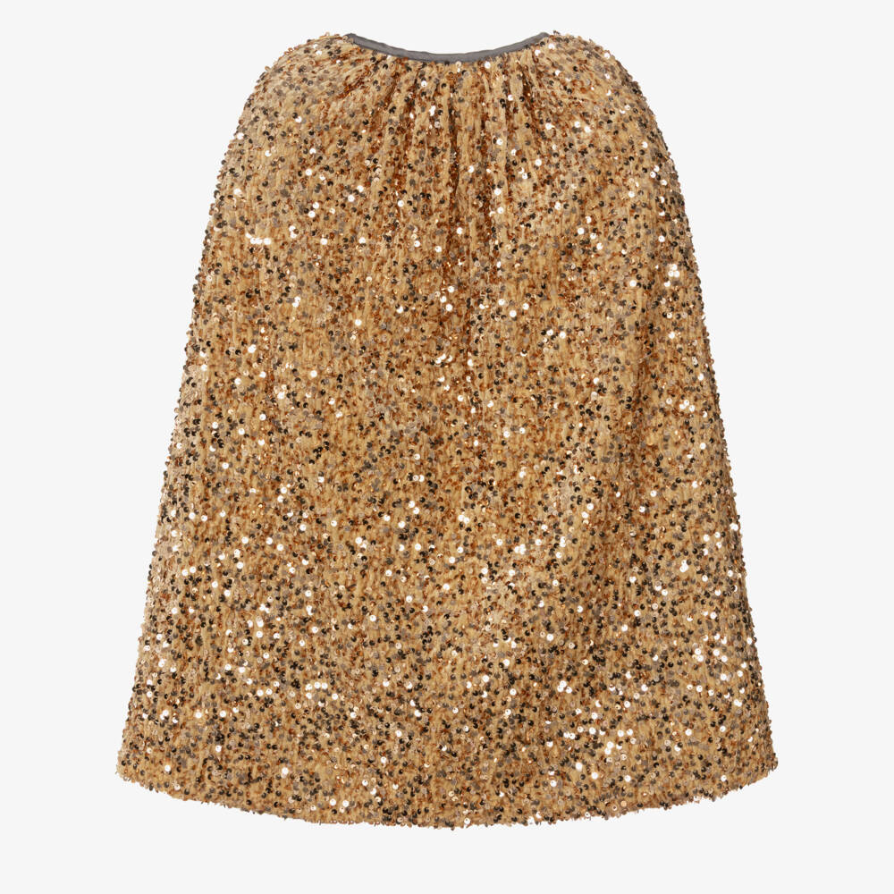 Mimi & Lula-Girls Gold Sequin Cape with Grey Bow | Childrensalon Outlet