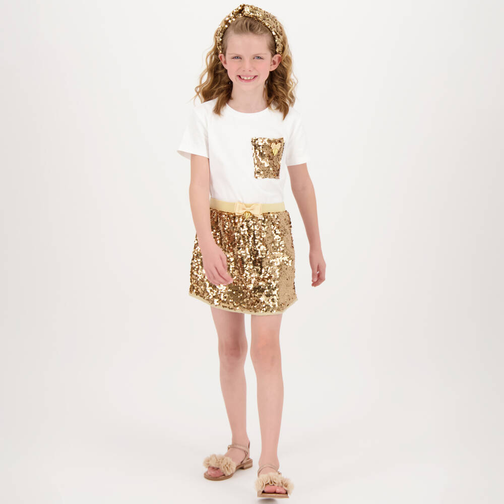Angel's Face-Girls Gold Sequin Skirt | Childrensalon Outlet