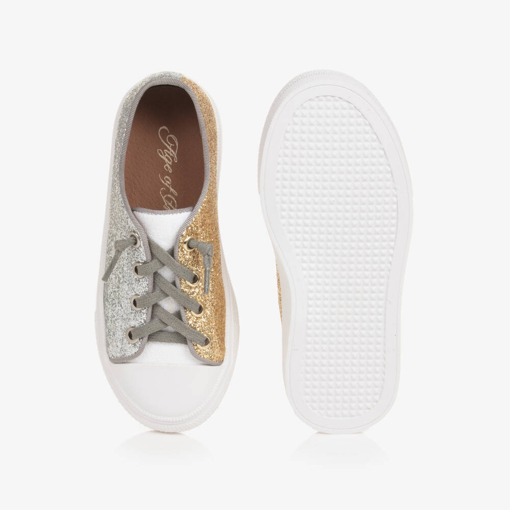 Age of Innocence-Girls Gold & Silver Glitter Trainers | Childrensalon Outlet