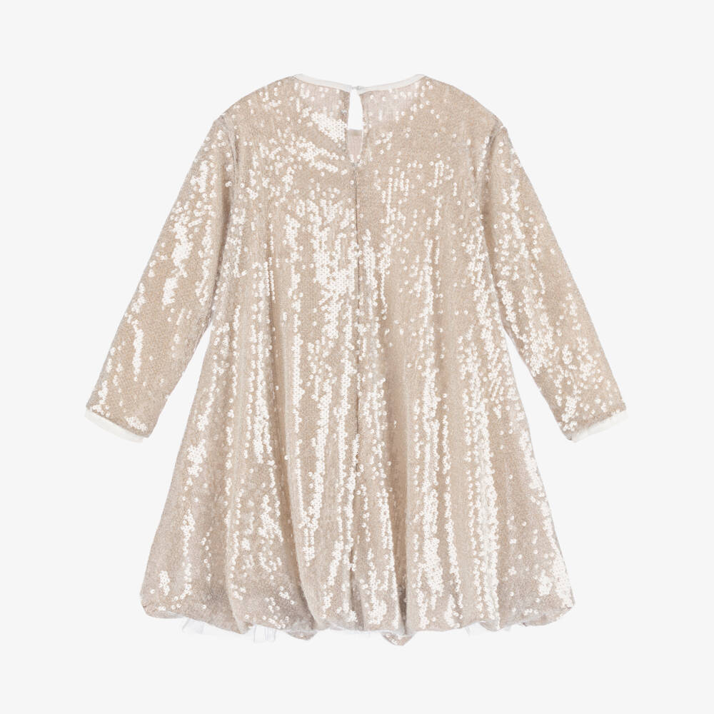 Billieblush-Girls Gold & Silver Sequinned Bubble Hem Dress | Childrensalon Outlet