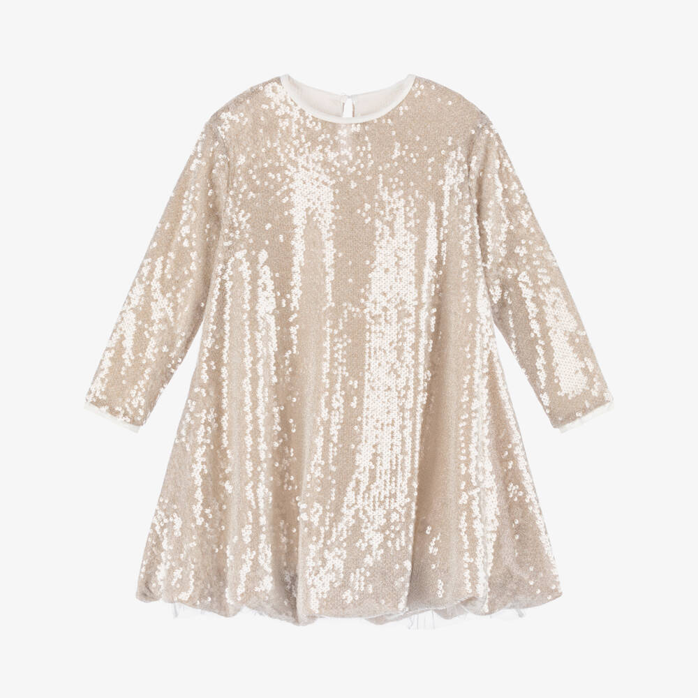 Billieblush-Girls Gold & Silver Sequinned Bubble Hem Dress | Childrensalon Outlet