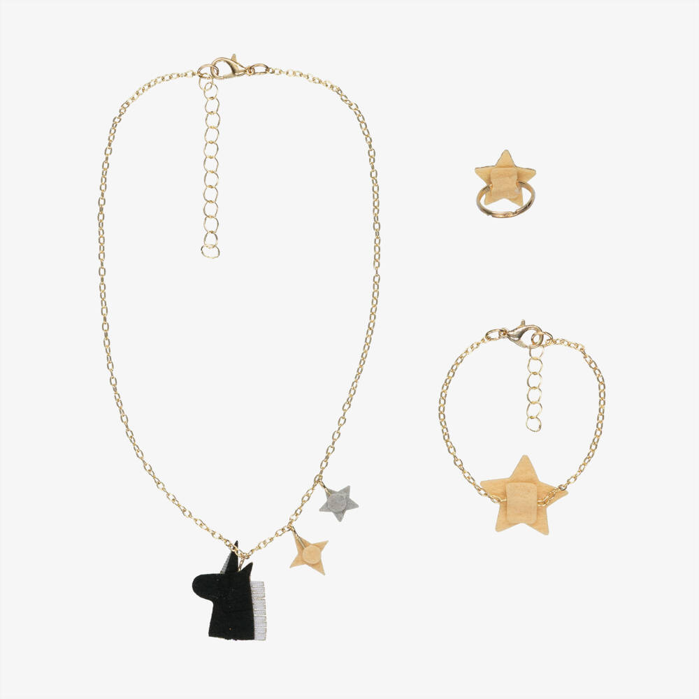 Mimi & Lula-Girls Gold Star & Unicorn Jewellery Set (3 Pack) | Childrensalon Outlet