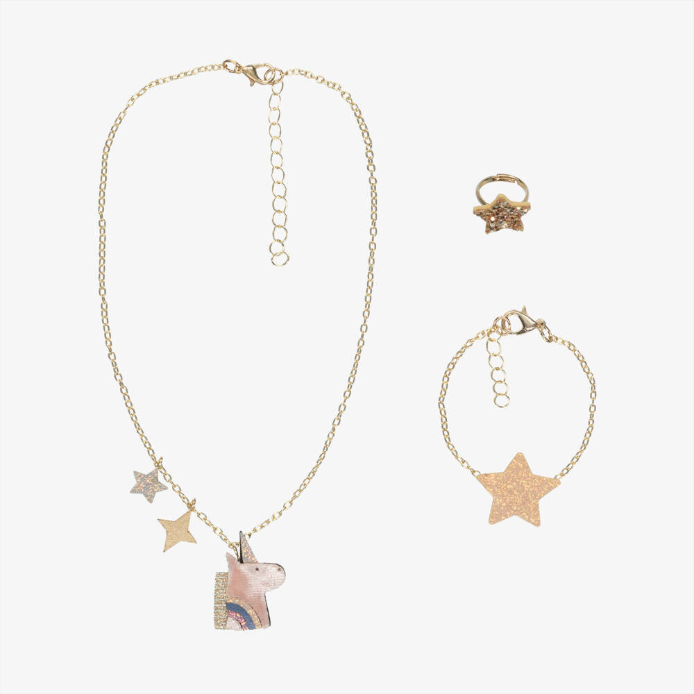 Mimi & Lula-Girls Gold Star & Unicorn Jewellery Set (3 Pack) | Childrensalon Outlet