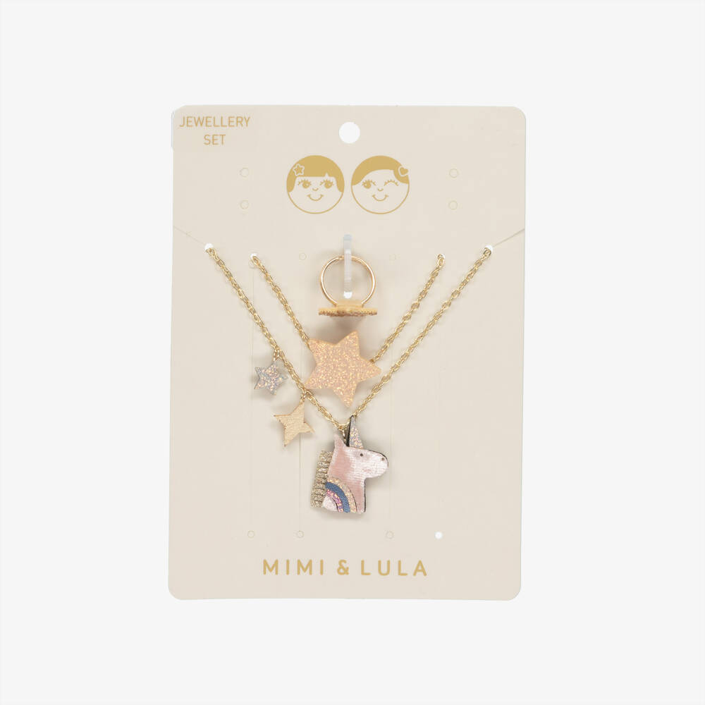 Mimi & Lula-Girls Gold Star & Unicorn Jewellery Set (3 Pack) | Childrensalon Outlet