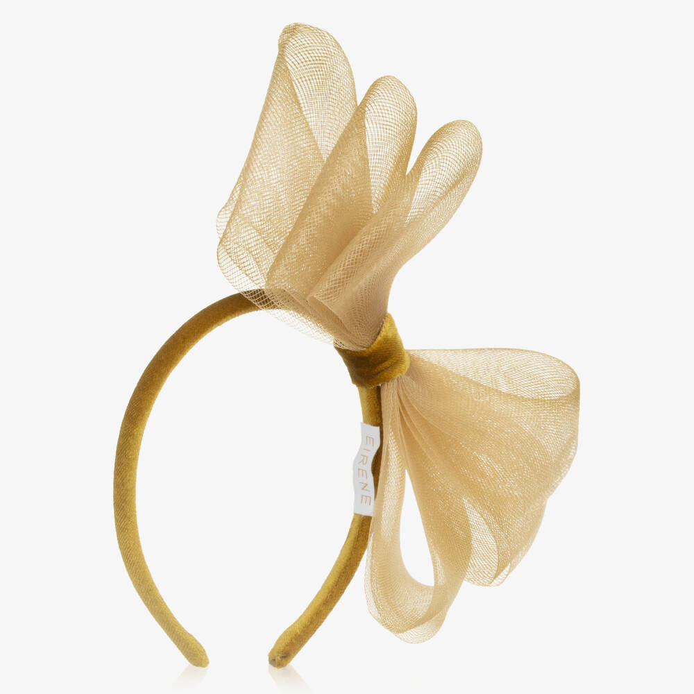 EIRENE-Girls Gold Velvet & Tulle Hairband | Childrensalon Outlet