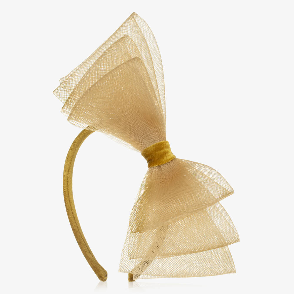 EIRENE-Girls Gold Velvet & Tulle Hairband | Childrensalon Outlet
