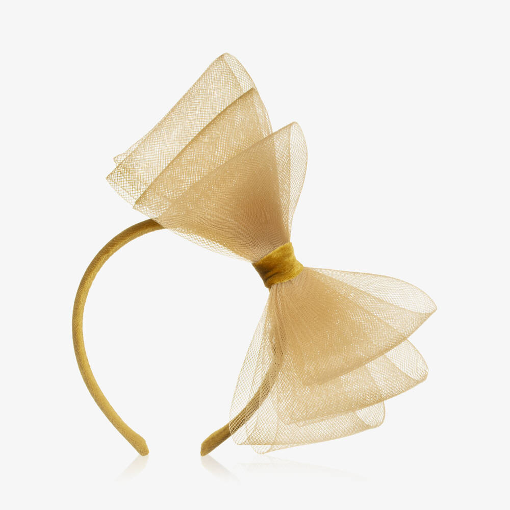 EIRENE-Girls Gold Velvet & Tulle Hairband | Childrensalon Outlet