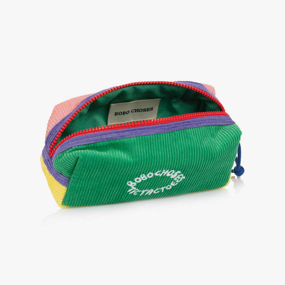 Bobo Choses-Girls Green Corduroy Colourblock Pencil Case (19cm) | Childrensalon Outlet