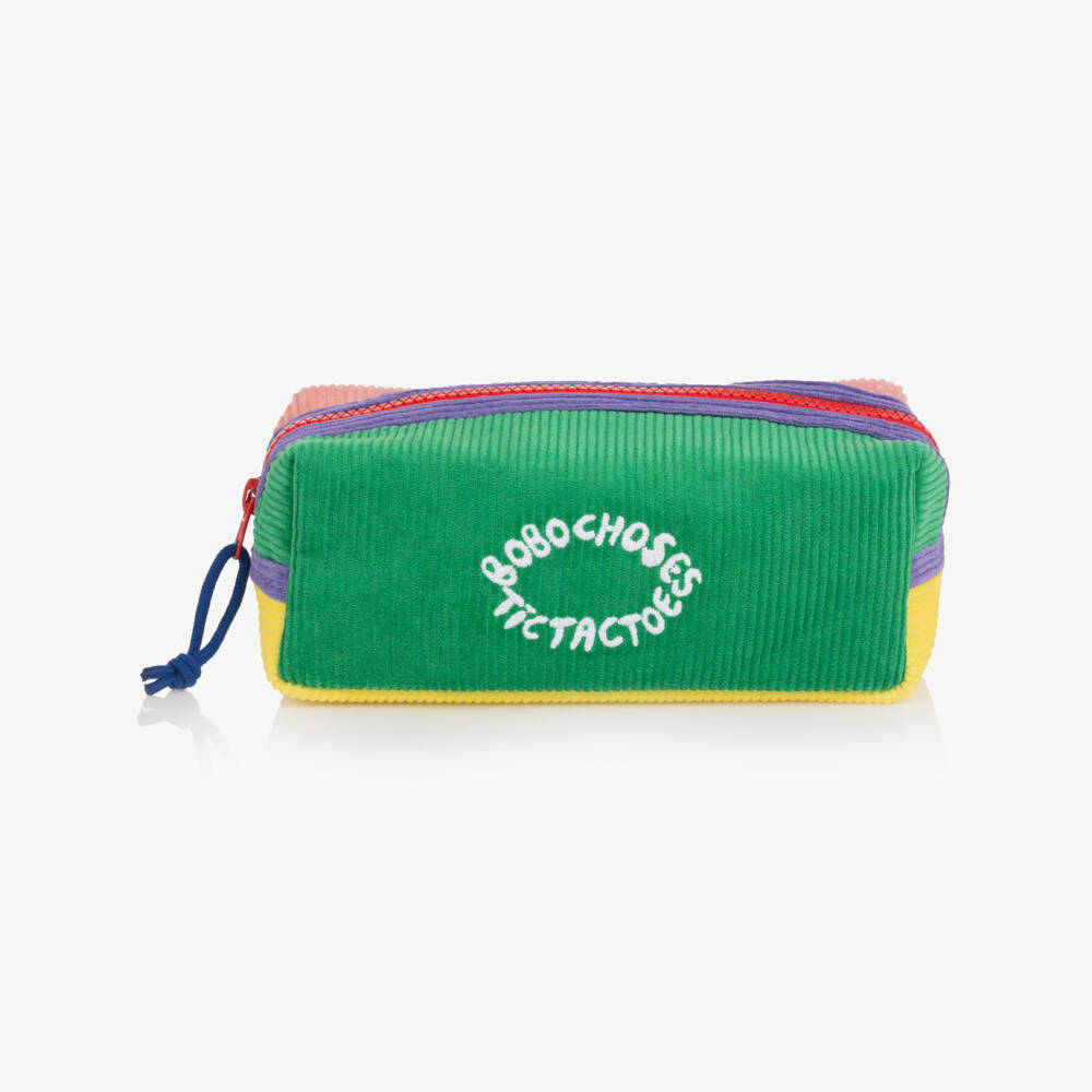 Bobo Choses-Girls Green Corduroy Colourblock Pencil Case (19cm) | Childrensalon Outlet