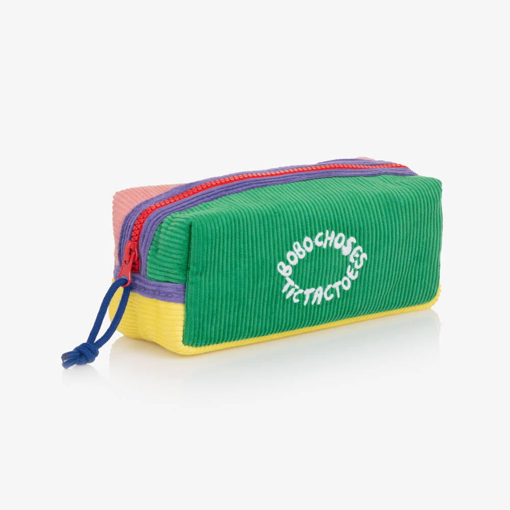 Bobo Choses-Girls Green Corduroy Colourblock Pencil Case (19cm) | Childrensalon Outlet