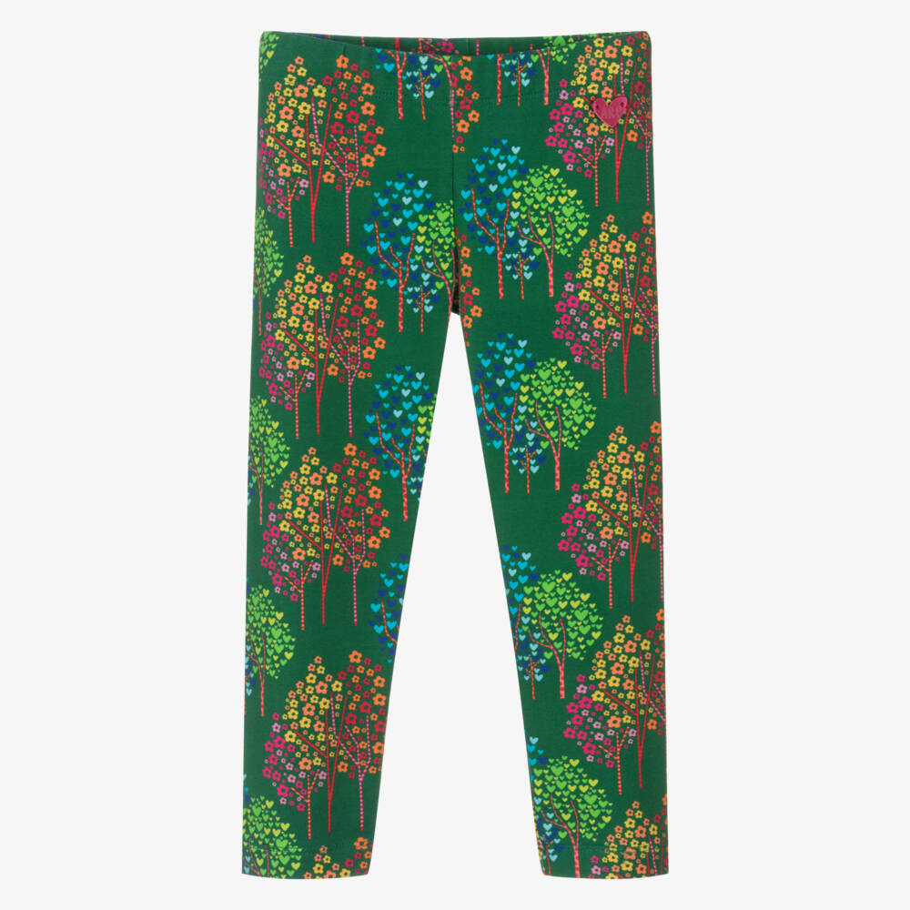 Agatha Ruiz de la Prada-Girls Green Cotton Floral Leggings | Childrensalon Outlet