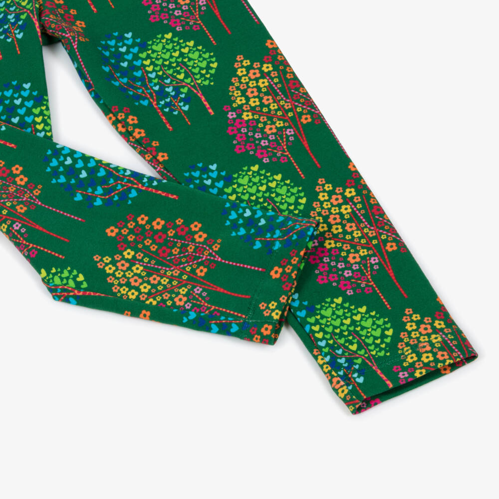 Agatha Ruiz de la Prada-Girls Green Cotton Floral Leggings | Childrensalon Outlet