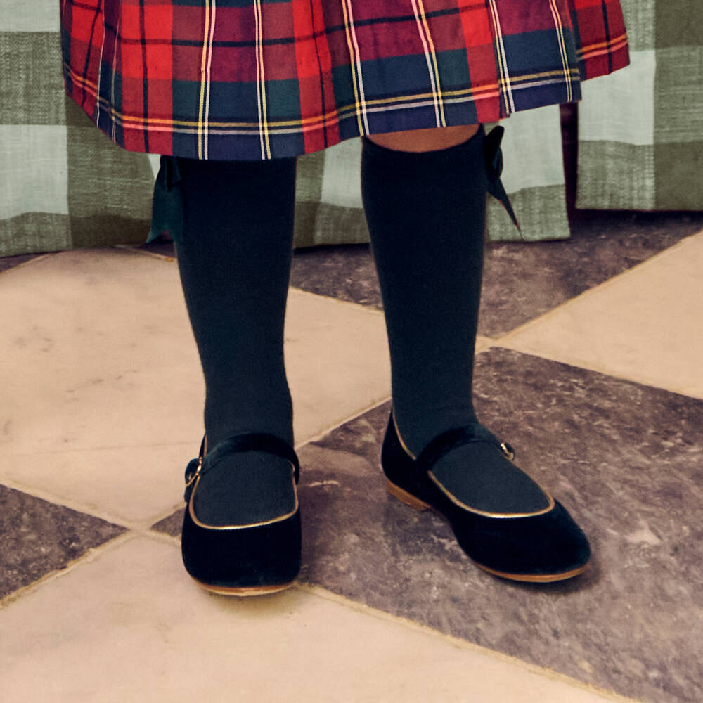 Carlomagno-Girls Green Cotton Knee Length Socks | Childrensalon Outlet